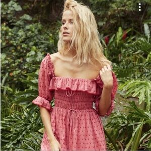 Doen Sol dress in Tea Rose Swiss dot pink size M - NYE SALE!!!